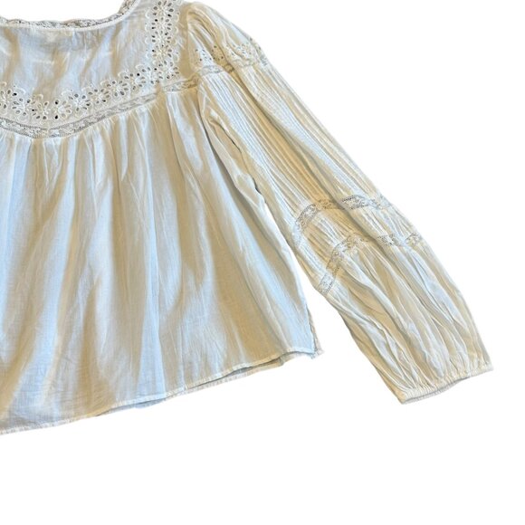 LoveShackFancy Badyn Blouse Shirt Button-Down Long Sleeve Boho White Size Large - Picture 12 of 15